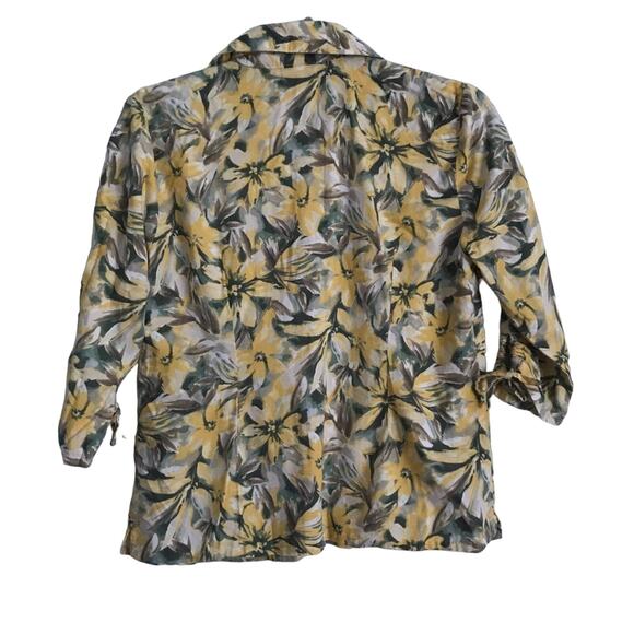 Pappagallo Casuals yellow green tropical button down pocket petite small - Picture 2 of 5